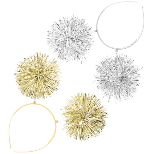 NIYANGLE 2Stücke Pompom Stirnbänder Für Damen Silberne Und Goldene Haarreifen Mit Funkelnden Boppers Für Partys Geburtstagsfeiern Und Valentinstag Leicht Und Wiederverwendbar von NIYANGLE