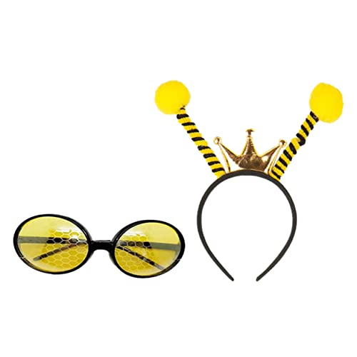 NIYANGLE 2Stücke Teiliges Bienenkostüm Set Mit Haarband Und Sonnenbrille Für Partys Festivals Und Themenanlässe Lustiges Bienendesign Für Erwachsene Und Langlebig Und Bequem von NIYANGLE