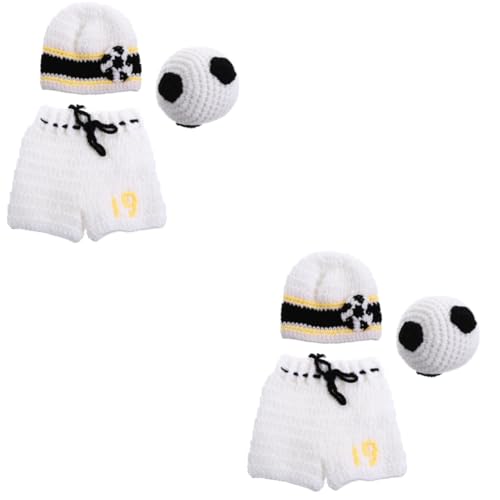 NIYANGLE 2stücke Handgestricktes Babykostüm Fußball-hut Und Shorts Für Unvergessliche Fotoshootings Outfit Für Neugeborene Requisiten Für Babyfotografie Und Feiern von NIYANGLE