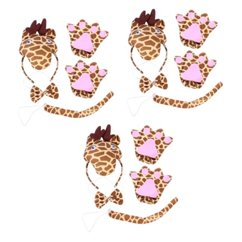 NIYANGLE 3 Sätze Drei Dimensionales Giraffen-anzieh Set Für Zubehör Die Kleinkinder Giraffen-outfit Für Party-giraffenkostüm Giraffen-kostümset Khaki Stoff von NIYANGLE