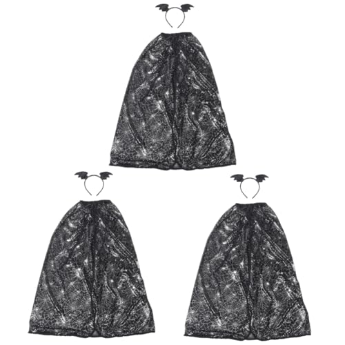 NIYANGLE 3 Sätze Kostüm Mantel Halloween-Umhang für mit Kapuze Stirnbänder halloween umhang kinderkostum halloween Cosplay-Umhang Halloween-Party-Umhang Halloween Cape Stoff von NIYANGLE