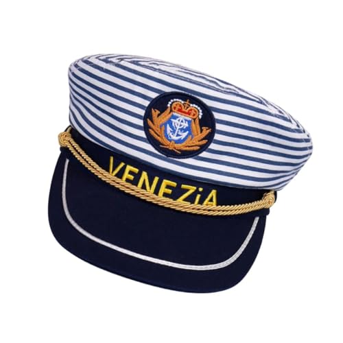 NIYANGLE 3 Stck Blau Gestreifte Matrosen Kapitänsmütze für Erwachsene und Verstellbar Leichter Langlebiger Sailor Captain Costume Hat für Cosplay und Alltag von NIYANGLE