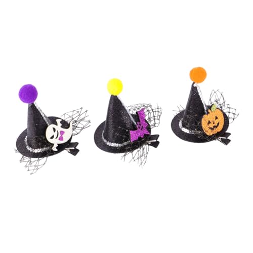 NIYANGLE 3 Stück Halloween Haarschmuck Teiliges Kleine Spitze Hexenhüte Haarnadeln aus Kunstleder für Party Cosplay Festival Kopfschmuck Robust und Dekorativ Zufälliger Stil von NIYANGLE