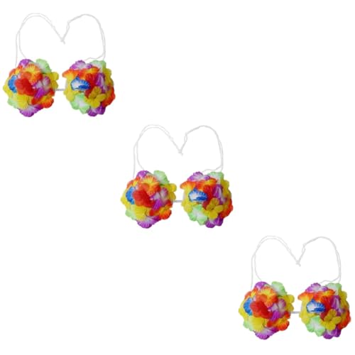 NIYANGLE 3 Stück Hawaiian Damen Bunter Halter Neck Top Hautfreundlich Elastisch Atmungsaktiv für Party Strandurlaub Formgebung von NIYANGLE