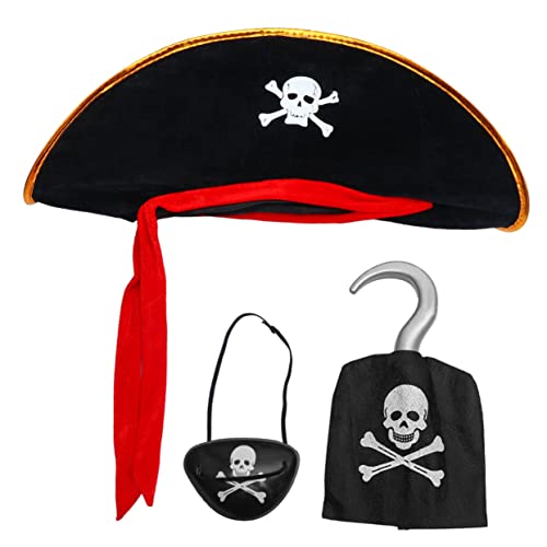 NIYANGLE 3 Stück Piratenhut-Set Piratendekorationen Hüte Haken Halloween Schwarz Hut für Party-Piratenhut Kostümzubehör Requisiten Halloween Cosplay Zubehör Requisiten Black NIYANGLE 3 Stück Piratenhut-Set Piratendekorationen Hüte Haken Halloween Schwarz Hut für Party-Piratenhut Kostümzubehör Requisiten Halloween Cosplay Zubehör Requisiten Black von NIYANGLE