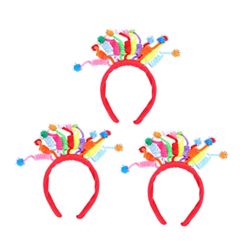 NIYANGLE 3 Stück Pompom Haarreifen für Dekorative Stirnbänder für Geburtstagsfeiern Haarschmuck Accessoires für Junge Langlebig und Auffällig von NIYANGLE