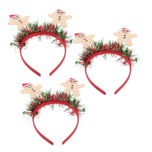NIYANGLE 3 Stück Teiliges Gingerbread Haarband Weihnachtskopfband Bunte Festliche Haaraccessoires für Erwachsene Vielseitig für Weihnachtsfeiern Themenpartys und Fotokabinen Geeignet von NIYANGLE