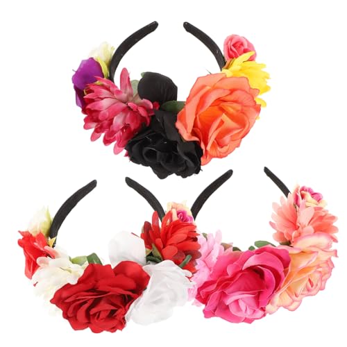 NIYANGLE 3 Stück Teiliges Mexikanische Blumen Stirnbänder für Halloween Hochzeiten und Partys Dekoriert mit Realistischen Rosenblüten für Stilvolles Cosplay und Festliche Anlässe NIYANGLE 3 Stück Teiliges Mexikanische Blumen Stirnbänder für Halloween Hochzeiten und Partys Dekoriert mit Realistischen Rosenblüten für Stilvolles Cosplay und Festliche Anlässe von NIYANGLE