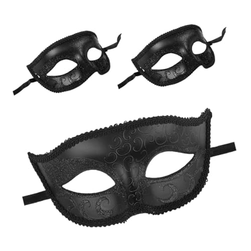 NIYANGLE 3 Stück Teiliges Spitzen Masken Schwarz Halbe Gesichts Maskerade für Damen Stilvolle und Halloween Party Komfortabel und Dekorativ für Cosplay und Kostümpartys von NIYANGLE