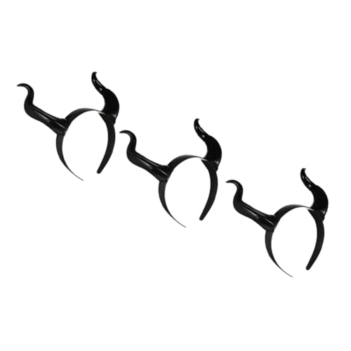 NIYANGLE 3 Stück Teiliges Teufelshörner Stirnband Leichtes Bequemes Halloween Kopfschmuck mit Kleinen Kuhhörnern für Cosplay Kostümpartys und Karneval Vielseitige Dämonen Haarreife von NIYANGLE