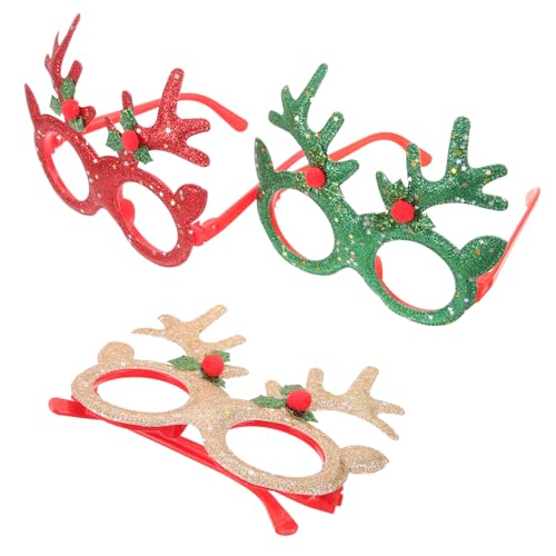 NIYANGLE 3 Stück Weihnachtsdekoration Gläser Dekorationen Foto-requisite Für Weihnachten Weihnachtsbrille Party-brillengestell Led Brillen Zu Weihnachten Frohe Weihnachten Für Plastik von NIYANGLE