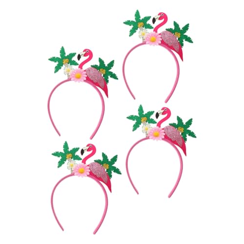 NIYANGLE 4 Stück Bunte Flamingo Haarbänder für Damen Leichte Farbintensive Hawaii Party Haarreifen mit Tropischen Blumen und Palmen Lustige Farbenfrohe Kopfbänder für Karneval und Festival von NIYANGLE