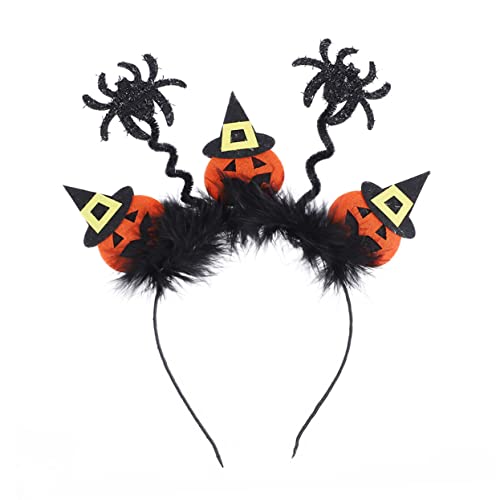 NIYANGLE 4 Stück Halloween Haarreif Teilig mit Kürbis Spinne Fledermaus und Geist Kreative Halloween Haarbänder als Kostüm Accessoires für Party Cosplay und Festtagsdekoration von NIYANGLE