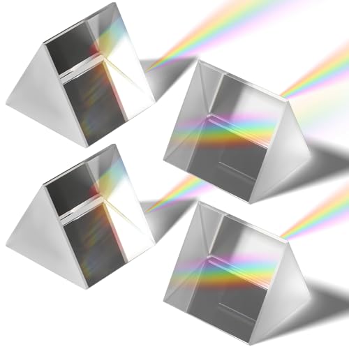 NIYANGLE 4 Stück Kristallprismen 1 2 Zoll Klares Dreieckiges Kristallprisma Aus Optischem Glas Für Foto-Regenbogenlichter Physikunterricht Gebrochenes Lichtspektrum von NIYANGLE