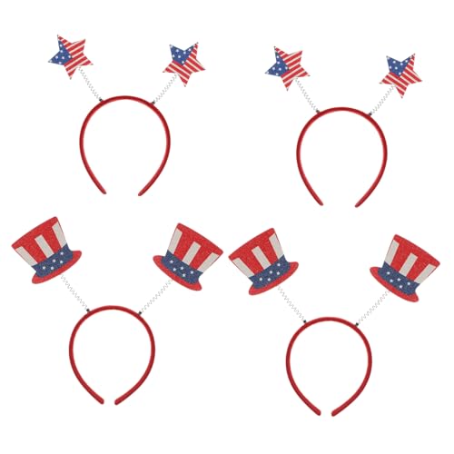 NIYANGLE 4 Stück Teiliges Haarreif mit Amerikanischer Flagge Stars und Hut Leichtes Festival Stirnband für Mädchen Unabhängigkeitstag Party Kopfschmuck Niedliches Haarschmuck Zubehör NIYANGLE 4 Stück Teiliges Haarreif mit Amerikanischer Flagge Stars und Hut Leichtes Festival Stirnband für Mädchen Unabhängigkeitstag Party Kopfschmuck Niedliches Haarschmuck Zubehör von NIYANGLE