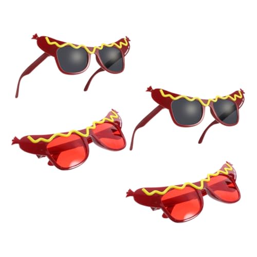 NIYANGLE 4 Stück Teiliges Hot Dog Brillen Lustige Karnevalsbrille für Erwachsene Leichte Kostüm Sonnenbrille Witzige Party und Cosplay Brillen für Halloween Foto Requisiten Strand und von NIYANGLE