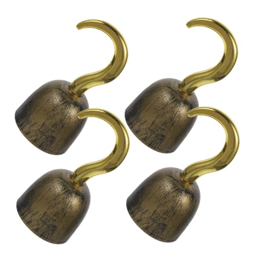 NIYANGLE 4 Stück Teiliges Vintage Piratenhaken aus Goldfarben Robustes Halloween Kostümzubehör Vielseitiges Piraten Accessoire für Cosplay Karneval Mottoparty und Kinderparty von NIYANGLE