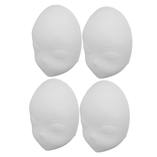 NIYANGLE 4 Stück Weiße bemalbare Vollgesichts-Masken zum Selbergestalten Glatte Oberfläche für Handmalerei für Karneval Faschings Party-Dekoration und DIY-Kunstprojekte von NIYANGLE