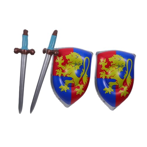 NIYANGLE 4 Stück aufblasbares für Wikinger-Schild-Kostüm Gefälschtes Schwertspielzeug Ritterschwert Spielzeugprops Ritterkostüm PVC von NIYANGLE