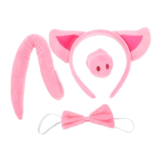 NIYANGLE 4-teiliges Schweinekostüm-Set mit Cartoon-Tierohren, Stirnband, weich ausgestopfter Schweinenase, rosa Fliege und, Tier-Cosplay-Kostüm-Zubehör für Halloween-Party NIYANGLE 4-teiliges Schweinekostüm-Set mit Cartoon-Tierohren, Stirnband, weich ausgestopfter Schweinenase, rosa Fliege und, Tier-Cosplay-Kostüm-Zubehör für Halloween-Party von NIYANGLE