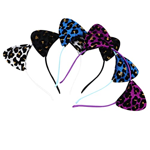 NIYANGLE 4Stücke Glitzer Katzenohren Haarband Leopard Karneval Halloween und Kostümpartys Bequemes und Leichtes für Erwachsene NIYANGLE 4Stücke Glitzer Katzenohren Haarband Leopard Karneval Halloween und Kostümpartys Bequemes und Leichtes für Erwachsene von NIYANGLE