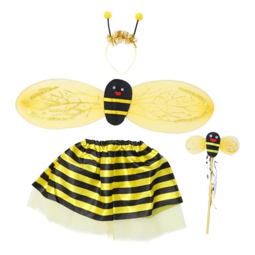 NIYANGLE 4er Set Bienenflügel Artikel Kostüm Kinderkostüm Zubehör Klein Halloween Kostüm Kostüm Honigbiene Wächter Cosplay -outfit Kinderfeenflügel Zauberstab Für von NIYANGLE