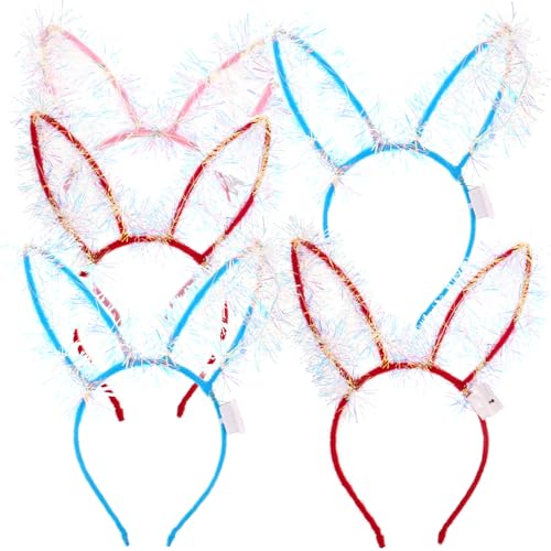 NIYANGLE 5 Stück Hasenohren Haarreif Leuchtende Bunny Stirnbänder für Partys Karneval Geburtstagsfeiern Hochzeiten Cosplay Deko Gemischte Farben von NIYANGLE