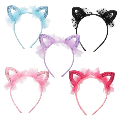 NIYANGLE 5 Stück Katzenohren Haarschmuck mit Glitzer für Verstellbare und Bequeme Haarreifen für Kostümpartys und Halloween Farbenfroh und Ansprechend Zufällige Farbe NIYANGLE 5 Stück Katzenohren Haarschmuck mit Glitzer für Verstellbare und Bequeme Haarreifen für Kostümpartys und Halloween Farbenfroh und Ansprechend Zufällige Farbe von NIYANGLE