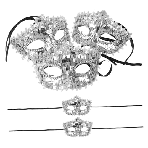 NIYANGLE 5 Stück Teiliges Glänzende Halloween Halbgesichts Masken für Damen Flexible Stilvolle Masquerade Accessoires für Karneval Halloween Partys Prom Ball und Kostümveranstaltungen von NIYANGLE
