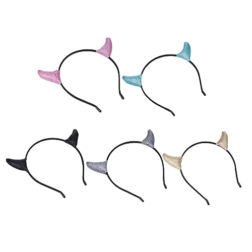 NIYANGLE 5 Stück Teiliges Glitzer Horn Stirnband für Halloween Leichtes Halloween Kopfstück für Erwachsene Gold Schwarz Blau und Silber für Kostümpartys und Feiern NIYANGLE 5 Stück Teiliges Glitzer Horn Stirnband für Halloween Leichtes Halloween Kopfstück für Erwachsene Gold Schwarz Blau und Silber für Kostümpartys und Feiern von NIYANGLE