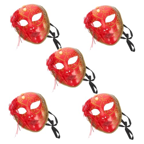 NIYANGLE 5 Stück Teiliges Rotes Masquerade Masken Quaste Dekorative Vintage Festival Gesichtsmaske für Karneval Halloween und Kostümparty NIYANGLE 5 Stück Teiliges Rotes Masquerade Masken Quaste Dekorative Vintage Festival Gesichtsmaske für Karneval Halloween und Kostümparty von NIYANGLE