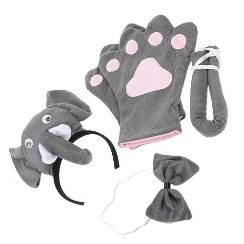 NIYANGLE 5-teiliges Set Stirnband Kinderkostüm Kindertier Cosplay -requisiten Erlesene Kostüme Halloweenkostüm Gefertigte Kostüme Attraktive Handschuhe Party-anzieh-requisiten Grey Stoff von NIYANGLE