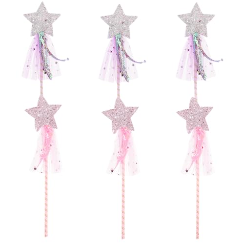 NIYANGLE 6 Stück Prinzessinnen-Feenstäbe: Sternstäbe mit Glitzer-Pailletten für kleine Mädchen, Partygeschenke, Cosplay und Halloween-Dekorationen NIYANGLE 6 Stück Prinzessinnen-Feenstäbe: Sternstäbe mit Glitzer-Pailletten für kleine Mädchen, Partygeschenke, Cosplay und Halloween-Dekorationen von NIYANGLE