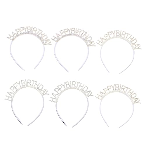 NIYANGLE 6 Stück Teiliges Geburtstags Stirnband für Damen Rutsch Haarband mit Glitzer und Perlen für Geburtstagsfeiern und Festliche Anlässe von NIYANGLE