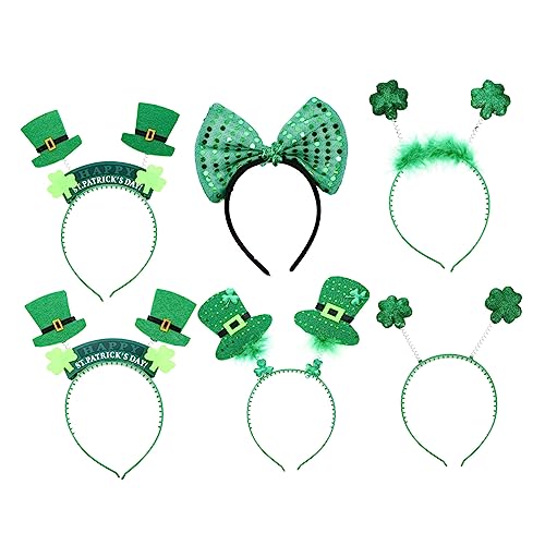 NIYANGLE 6 Stück Teiliges Grünes Kleeblatt Haarband Stilvolle Kostüm Accessoires für Patrick's Day Leicht Bequem für Feiern und Festlichkeiten von NIYANGLE