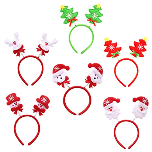 NIYANGLE 6 Stück Teiliges Weihnachts Haarband und Erwachsene Elastisch Weihnachtliche Designs Rentier Schneemann Bär Tannenbaum Wiederverwendbar Bequem für Weihnachtsfeier und Party von NIYANGLE