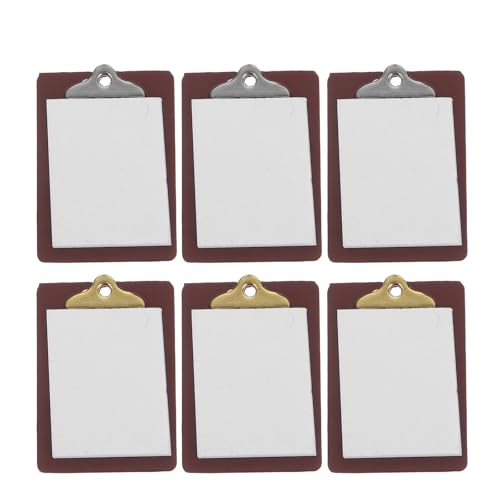 NIYANGLE 6 Stück kleine Whiteboard-Klemmbretter für Kinder, simuliertes Schreibblock-Modell, Miniatur-Puppenhaus-Schreibwaren für Puppenhaus-Dekoration und DIY-Szene von NIYANGLE