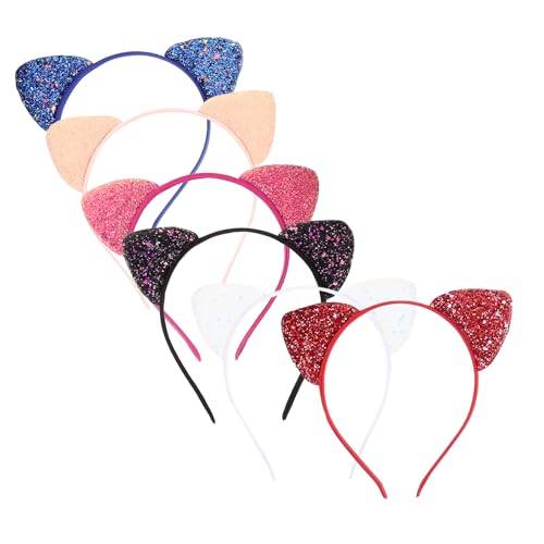 NIYANGLE 6Stücke Süßes Dekoratives Stirnband mit Katzenohren Teiliges Bunten Farben für Kostümpartys Cosplay Karneval und Themenfeiern von NIYANGLE