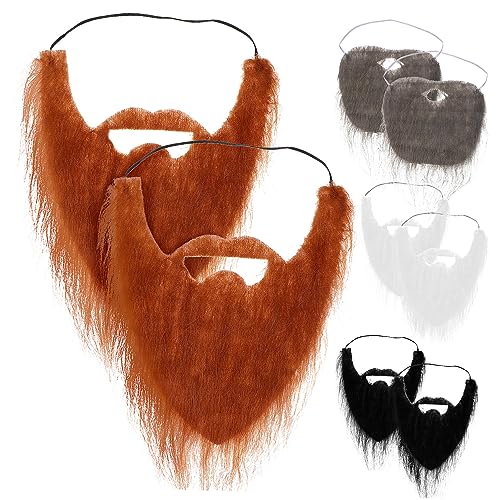 NIYANGLE 8 Stück Bärtiger Mann Männer Lang Schnurrbart Gesichts- Künstlich Kostüm Party Behaart Fell Weihnachten Gefälscht Cosplay Lustig Halloween Weihnachtsbart Polyester von NIYANGLE
