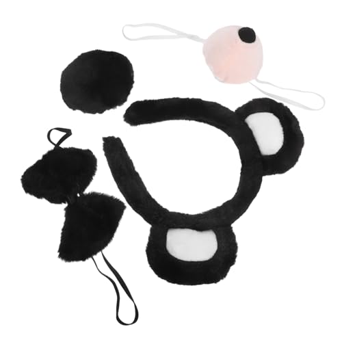 NIYANGLE Bärenohren-Stirnband Bärenstirnband und Bärennasenkostüm Cosplay-Bär-Zubehör Tierischer Bärenkopfschmuck Haarreif mit Bärenohren Bärenschwanz für Cosplay Plüsch Schwarz NIYANGLE Bärenohren-Stirnband Bärenstirnband und Bärennasenkostüm Cosplay-Bär-Zubehör Tierischer Bärenkopfschmuck Haarreif mit Bärenohren Bärenschwanz für Cosplay Plüsch Schwarz von NIYANGLE