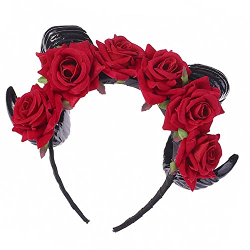 NIYANGLE Blumenhorn Stirnband mit Kunstrose für Halloween Cosplay Kostümzubehör für Partys Fotografie und Thematische Veranstaltungen NIYANGLE Blumenhorn Stirnband mit Kunstrose für Halloween Cosplay Kostümzubehör für Partys Fotografie und Thematische Veranstaltungen von NIYANGLE