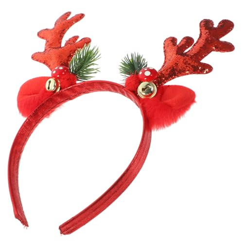 NIYANGLE Elch Geweih Haarreif mit Glitzer und Glocken Weihnachtsaccessoire für Partys Festlichkeiten und Kostüme für Mädchen und Teenager Festliche Kopfbedeckung mit Ansprechendem Design von NIYANGLE