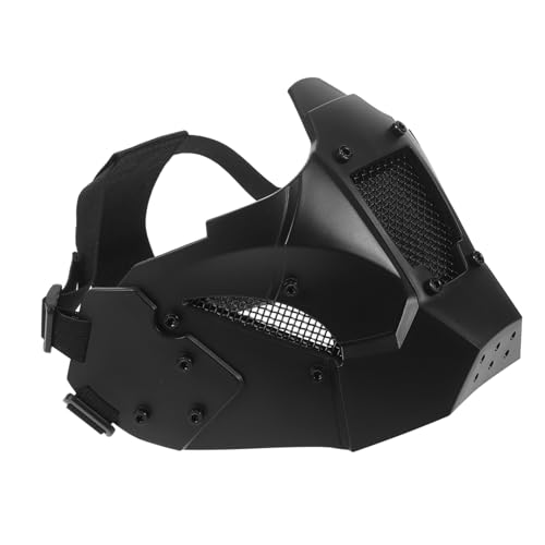 NIYANGLE Futuristische Halbgesichtsmaske für Erwachsene Schwarze Gothic Helmmaske Stoßfeste Punk Gesichtsmaske für Halloween Cosplay und Gothic Kostüme NIYANGLE Futuristische Halbgesichtsmaske für Erwachsene Schwarze Gothic Helmmaske Stoßfeste Punk Gesichtsmaske für Halloween Cosplay und Gothic Kostüme von NIYANGLE