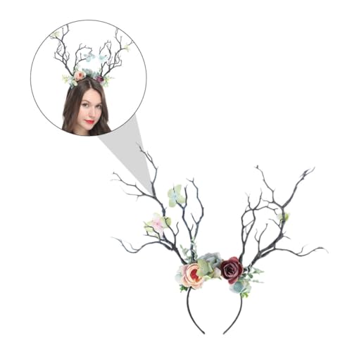 NIYANGLE Geweih Stirnband Weihnachts-Haarschmuck weihnachtskopfbedeckung erwachsene klein Weihnachten Hirschhaarband Geweih Haarreifen Stirnband mit Blumenzweigen Zweig Kopfschmuck Stoff NIYANGLE Geweih Stirnband Weihnachts-Haarschmuck weihnachtskopfbedeckung erwachsene klein Weihnachten Hirschhaarband Geweih Haarreifen Stirnband mit Blumenzweigen Zweig Kopfschmuck Stoff von NIYANGLE