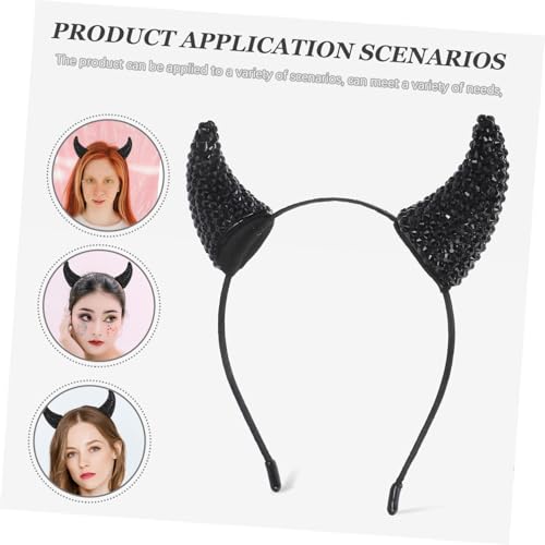NIYANGLE Glitzernde Teufelshorn Stirnband mit Schwarzen Strasshörnern Bequemes Halloween Kostüm Haarreif für Fasching Cosplay Party und Festliche Verkleidung NIYANGLE Glitzernde Teufelshorn Stirnband mit Schwarzen Strasshörnern Bequemes Halloween Kostüm Haarreif für Fasching Cosplay Party und Festliche Verkleidung von NIYANGLE