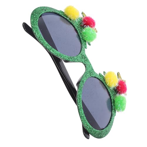 NIYANGLE Glitzernde Weihnachtsbaum-brille aus Kunststoff mit Pompons Leichte Langlebige Party-sonnenbrille für Erwachsene Festliche Xmas-partyaccessoires und Neujahrs-dekorationen von NIYANGLE