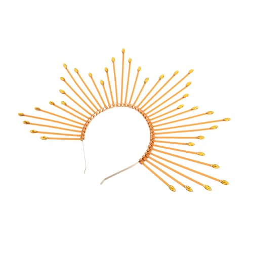 NIYANGLE Göttin Sunburst Stirnband Goldener Spike Kopfschmuck für Frauen Vielseitiges Halloween Kostüm Cosplay Festival Haarreif Elegant Komfortabel Verstellbar von NIYANGLE