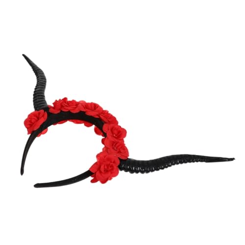 NIYANGLE Gothic Haarband mit Antilopenhorn für Halloween Handgefertigtes Headdress für Kostüm und Fotoprops Geeignet für Partys und Rollenspiele Rotes Blumen Design NIYANGLE Gothic Haarband mit Antilopenhorn für Halloween Handgefertigtes Headdress für Kostüm und Fotoprops Geeignet für Partys und Rollenspiele Rotes Blumen Design von NIYANGLE