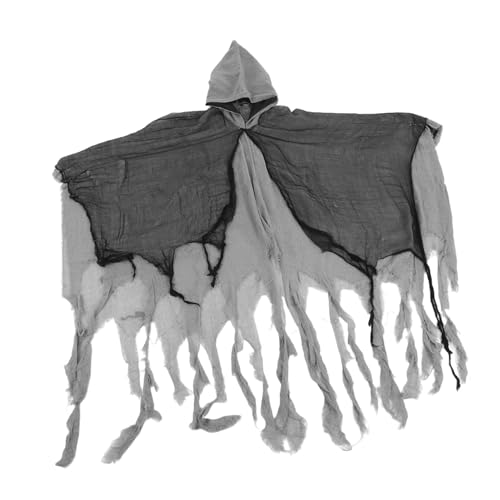 NIYANGLE Grim Reaper Kostüm mit Kapuze und Cape Atmungsaktives Bequemes Halloween Outfit Vielseitig für Geisterhaus Partydekoration Langlebiger Wiederverwendbarer Umhang Durchschnittliche von NIYANGLE