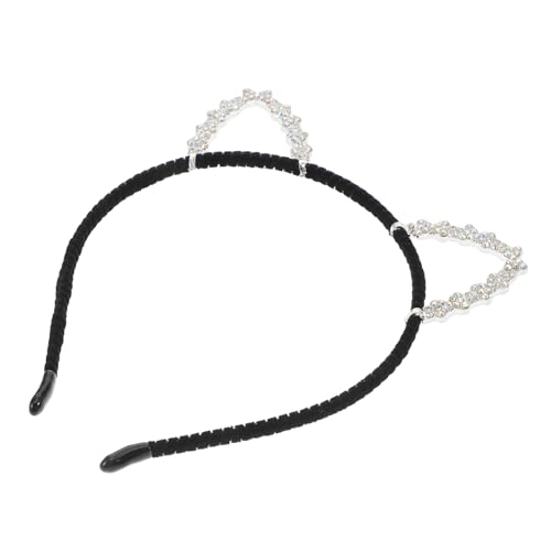 NIYANGLE Haarschmuck für Katzenohren Mädchen Dame Zubehör Die Kostüm Party glänzend Dekorationen Halloween-Katzenohren Halloween-Katzen-Stirnband Strasssteine Silver von NIYANGLE